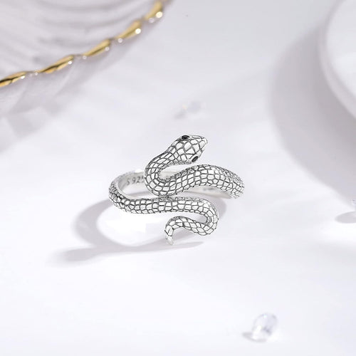 AEONSLOVE Schlange Ring Silber 925 für Damen, Lebensbaum Verstellbarer Ring für Frauen, Offener Ringe Vintage mit Blatt/Hexenknoten/Keltischer Knoten