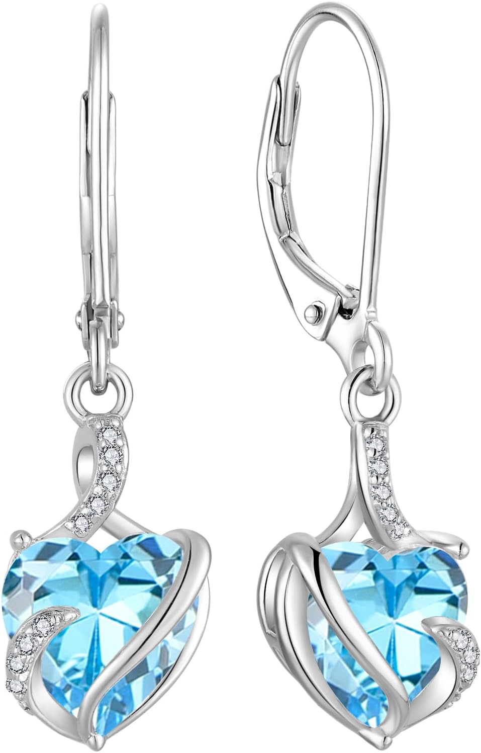 FJ Damen Ohrringe Geburtsstein 925 Sterling Silber Infinity Unendlichkeit Hängend Ohrringe Schmuck Geschenke für Damen Frauen Mutter Freundin Mama