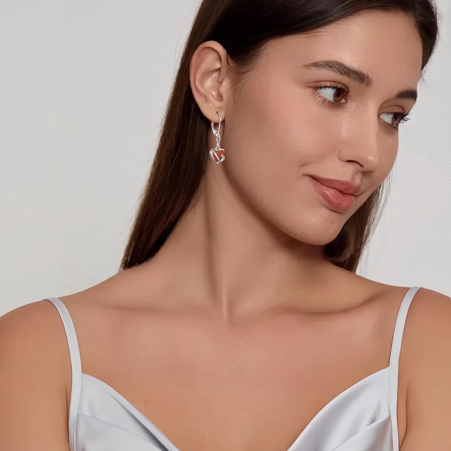 FJ Damen Ohrringe Geburtsstein 925 Sterling Silber Infinity Unendlichkeit Hängend Ohrringe Schmuck Geschenke für Damen Frauen Mutter Freundin Mama