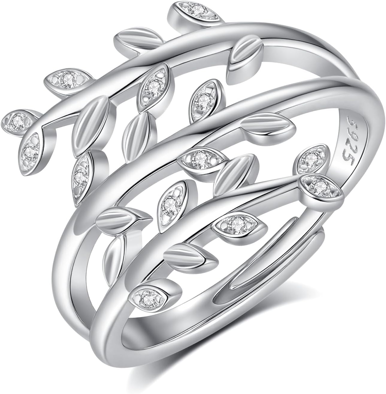 AEONSLOVE Schlange Ring Silber 925 für Damen, Lebensbaum Verstellbarer Ring für Frauen, Offener Ringe Vintage mit Blatt/Hexenknoten/Keltischer Knoten