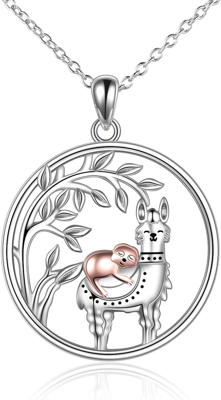 YAFEINI Tier Geschenke Sterling Silber Faultier/Panda/Fox/Pinguin/Alpaka/Kolibri/Frosch/Libellen/Fuchs/Schmetterling/Hirsch/Lama/Otter Halskette Tier Anhänger Schmuck für Frauen Geschenke