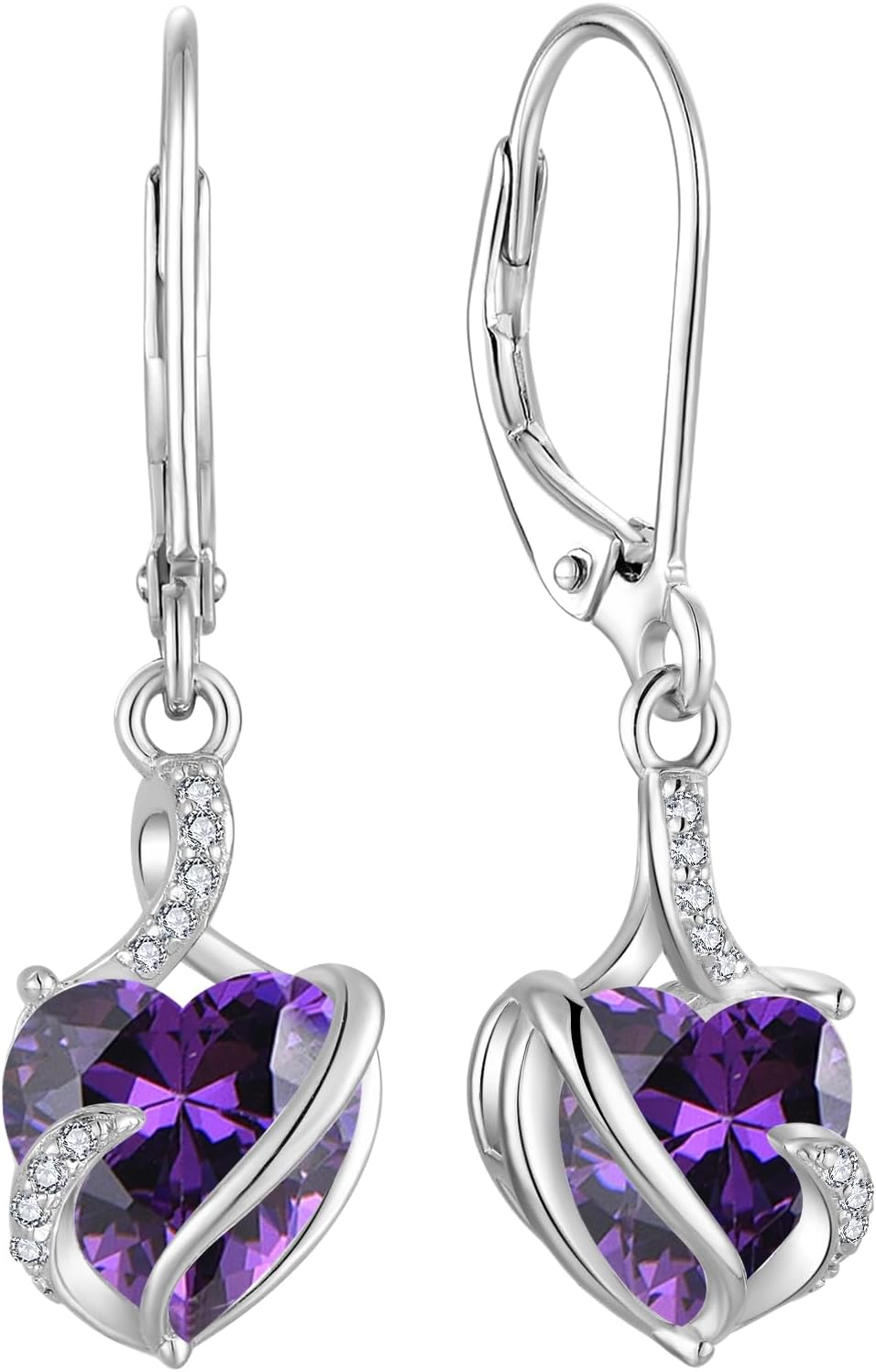 FJ Damen Ohrringe Geburtsstein 925 Sterling Silber Infinity Unendlichkeit Hängend Ohrringe Schmuck Geschenke für Damen Frauen Mutter Freundin Mama