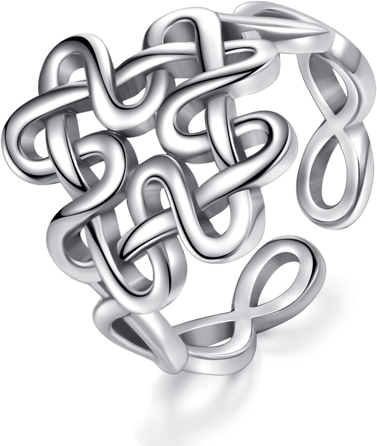 AEONSLOVE Schlange Ring Silber 925 für Damen, Lebensbaum Verstellbarer Ring für Frauen, Offener Ringe Vintage mit Blatt/Hexenknoten/Keltischer Knoten
