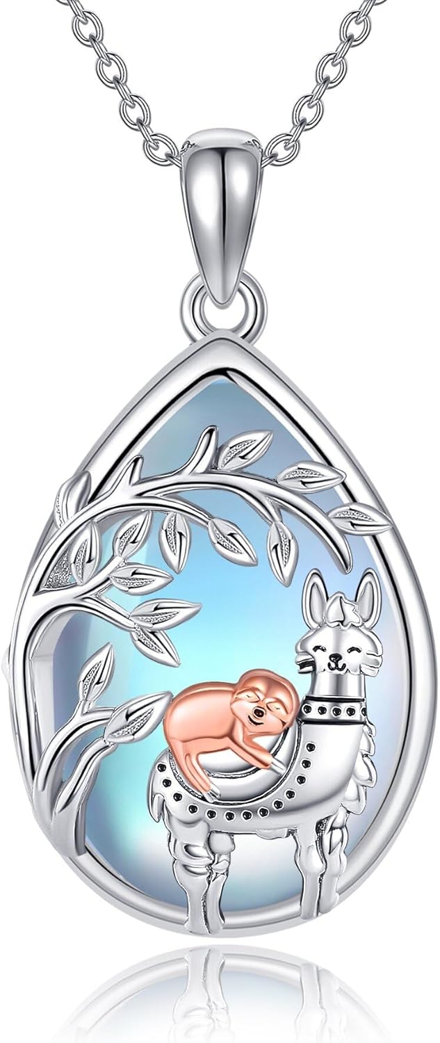 YAFEINI Tier Geschenke Sterling Silber Faultier/Panda/Fox/Pinguin/Alpaka/Kolibri/Frosch/Libellen/Fuchs/Schmetterling/Hirsch/Lama/Otter Halskette Tier Anhänger Schmuck für Frauen Geschenke