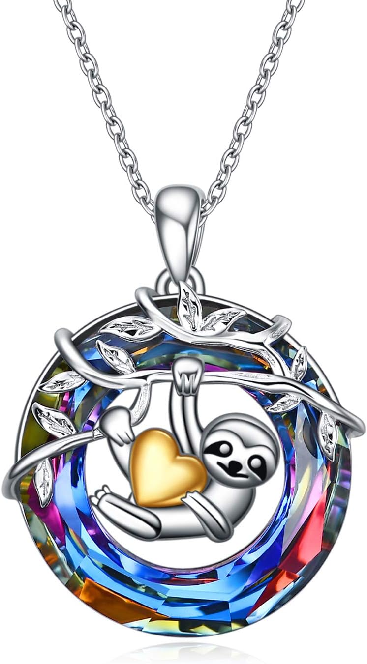 YAFEINI Tier Geschenke Sterling Silber Faultier/Panda/Fox/Pinguin/Alpaka/Kolibri/Frosch/Libellen/Fuchs/Schmetterling/Hirsch/Lama/Otter Halskette Tier Anhänger Schmuck für Frauen Geschenke