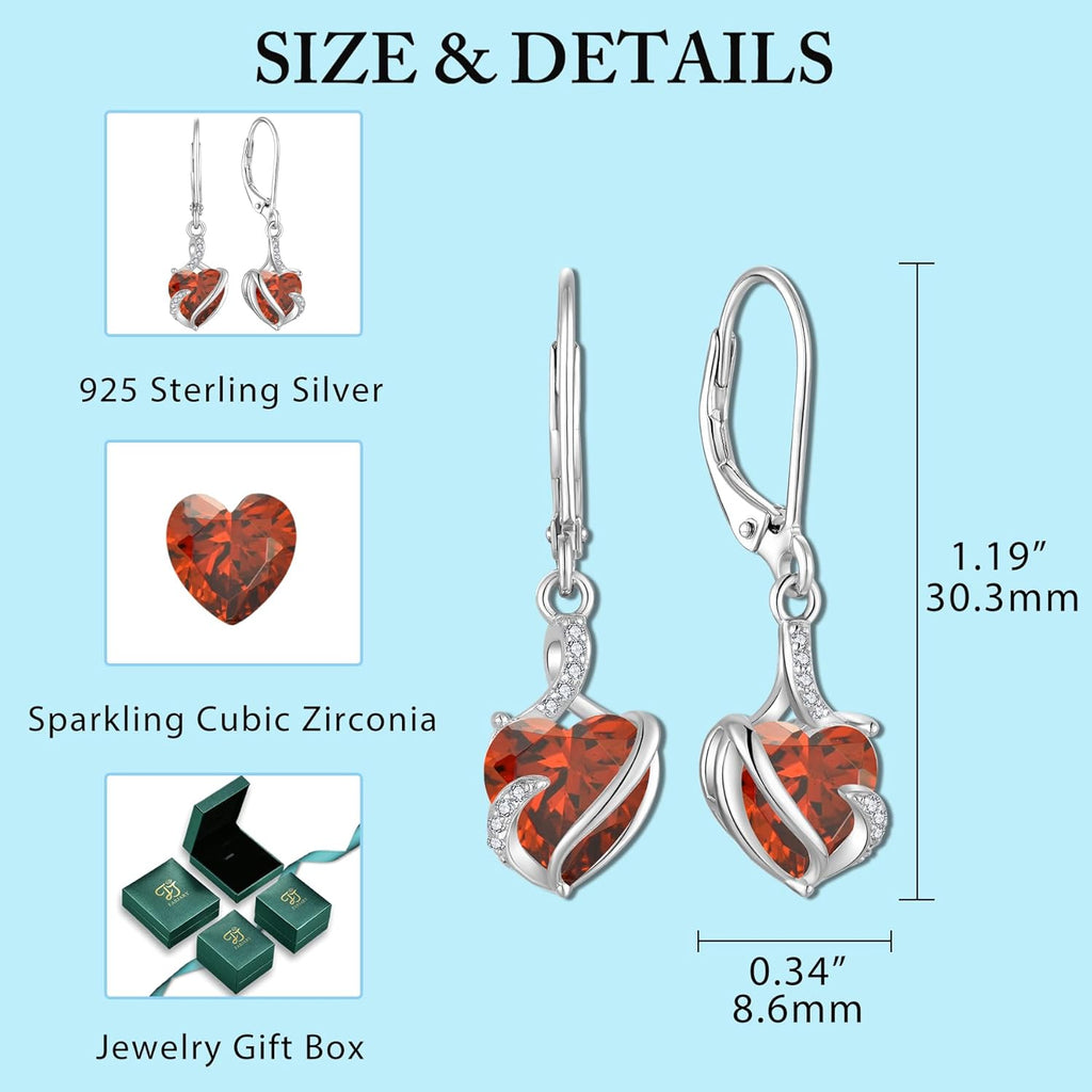 FJ Damen Ohrringe Geburtsstein 925 Sterling Silber Infinity Unendlichkeit Hängend Ohrringe Schmuck Geschenke für Damen Frauen Mutter Freundin Mama