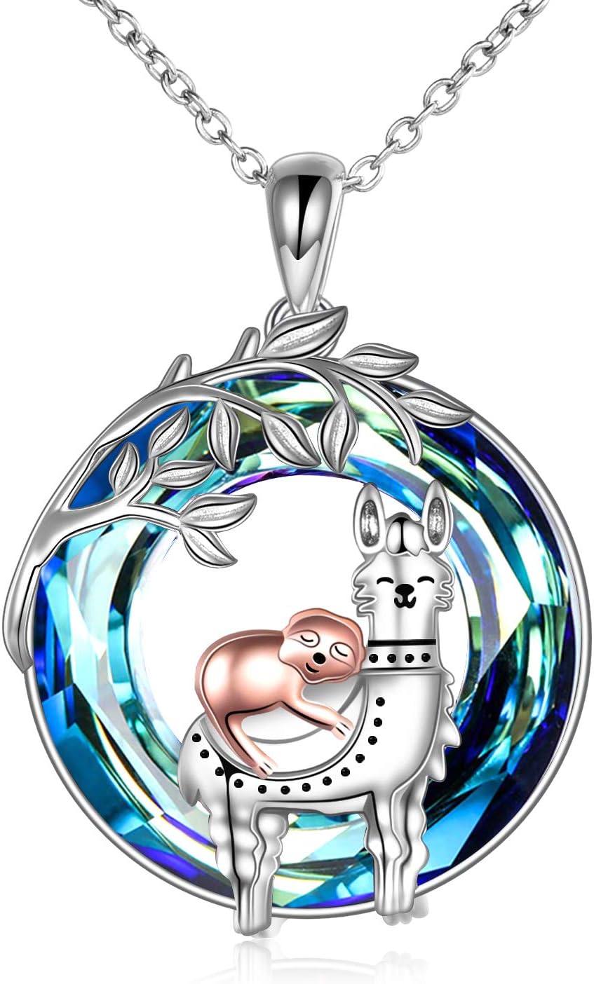 YAFEINI Tier Geschenke Sterling Silber Faultier/Panda/Fox/Pinguin/Alpaka/Kolibri/Frosch/Libellen/Fuchs/Schmetterling/Hirsch/Lama/Otter Halskette Tier Anhänger Schmuck für Frauen Geschenke