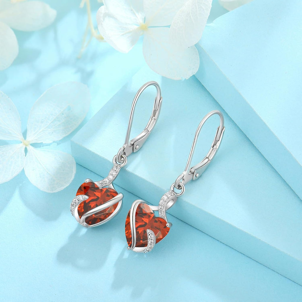 FJ Damen Ohrringe Geburtsstein 925 Sterling Silber Infinity Unendlichkeit Hängend Ohrringe Schmuck Geschenke für Damen Frauen Mutter Freundin Mama